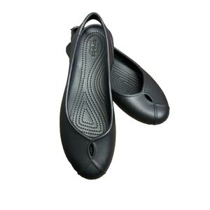 Crocs Olivia II Women 9 Black Slingback Peep Toe Detail Slip on Ballet Flats